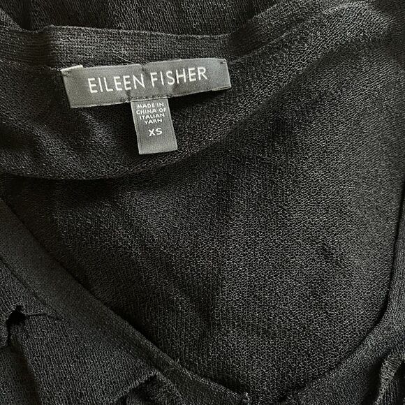 Eileen Fisher Black Tiered Viscose Nylon Cropped 3/4 Sleeve Cardigan Top Sz. XS - Picture 5 of 6
